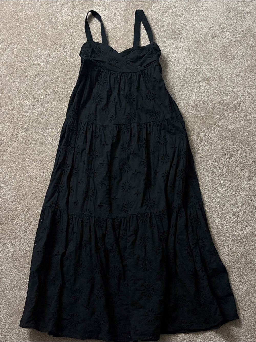 Zara Black Eyelet Midi Dress, size S, Mint condition